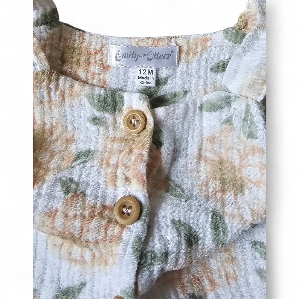 Emily & Oliver Baby Girl Floral 2-Piece Ruffle Top & Bloomers Set Size 12M - Picture 6 of 6